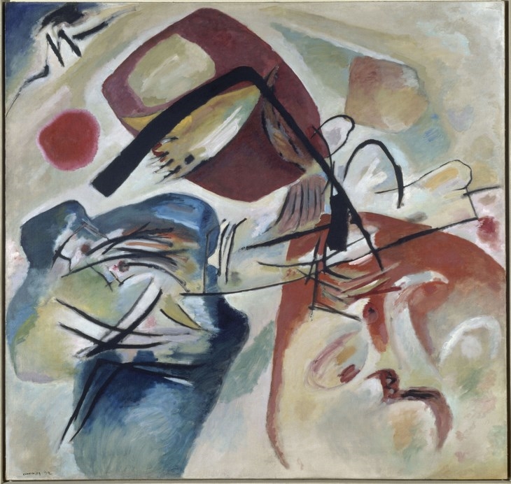 Archisearch - Vassily KANDINSKY Mit dem schwarzen Bogen (Avec l’arc noir), 1912 OEuvre réalisée à Munich à l’automne 1912 Huile sur toile, 189 x 198 cm Donation de Mme Nina Kandinsky en 1976 Collection Centre Pompidou, musée national d’art moderne MNAM-CCI/Dist. RMN-GP Photo : Philippe Migeat, Centre Pompidou (c) Domaine public