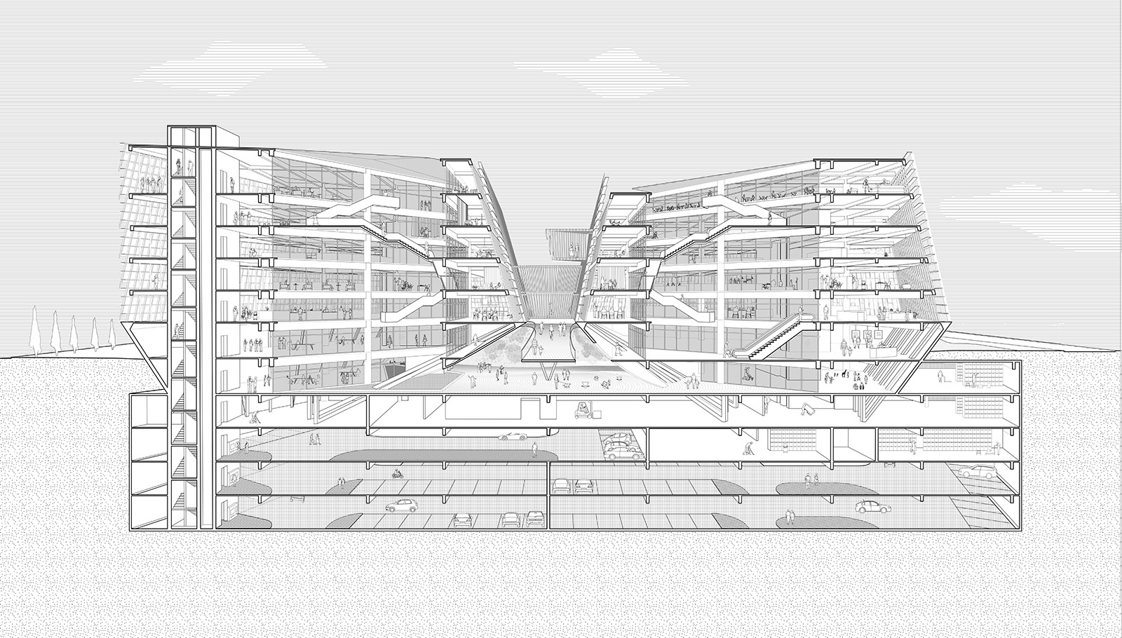 Archisearch Entry in the Architectural competition for the New Building Complex of the Ministry of Infrastructure in Pireos Street | L. Michaloutsos, A. Proimou, A. Stratou, T. Marinaki, C. Moustakis, V. Kavalla  & Th. Tselepidis