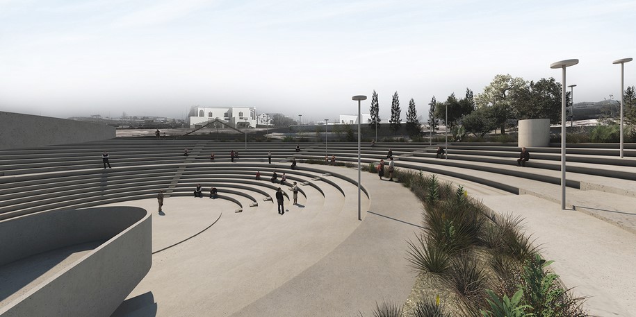 Cisterna Theatre Park, Evangelia Argyroy, Nestoras Skantzouris, megalochori, greece, public park, stage, theatre, reuse, santorini, 2019