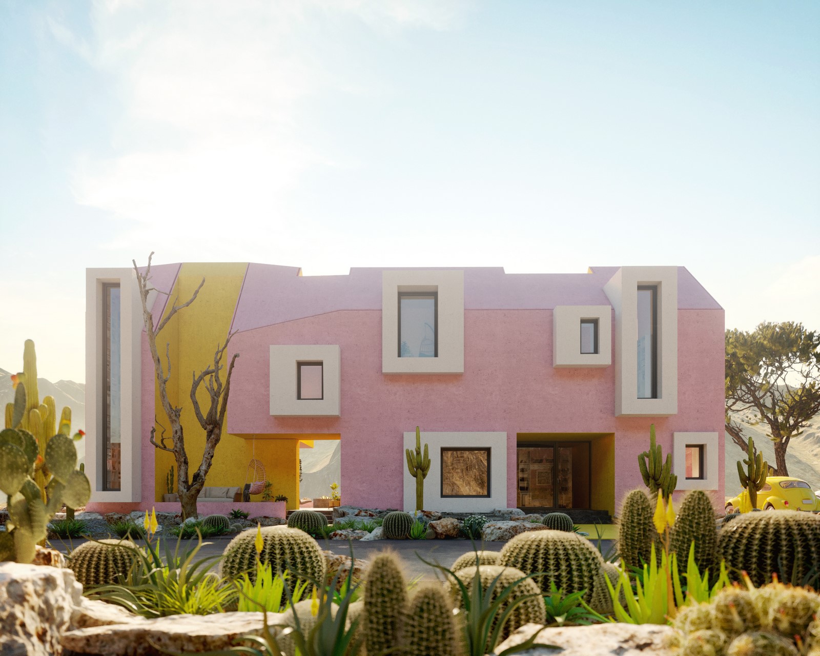 Archisearch Yellow-Pink Sonora House visualized by Davit Jilavyan & Mary Jilavyan