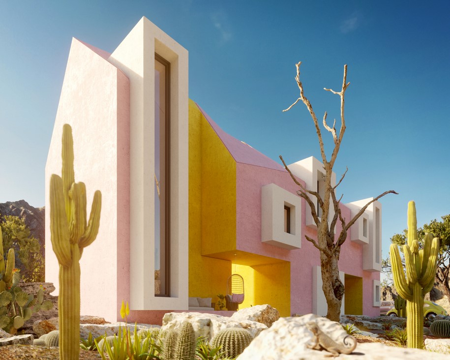 Archisearch Yellow-Pink Sonora House visualized by Davit Jilavyan & Mary Jilavyan