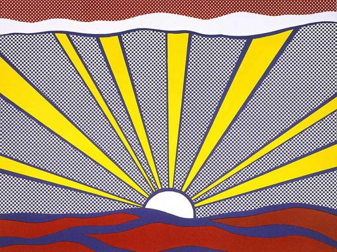 roy lichtenstein figures with sunset