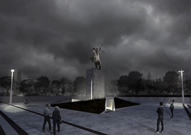 Archisearch - K. Vrana, P. Gkiokas, E. Pastra and F. Sigalas win 2nd Place for the Redesign of the Base of the Statue of T. Kolokotronis in Tripoli, Greece