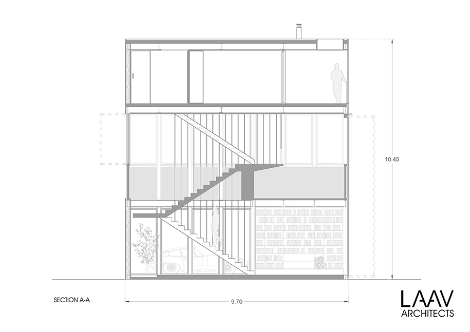 Clessidra, villa, LAAV, architects, vessel, life, cubic, pool, house, section