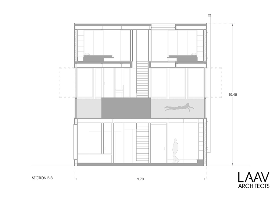 Clessidra, villa, LAAV, architects, vessel, life, cubic, pool, house, section