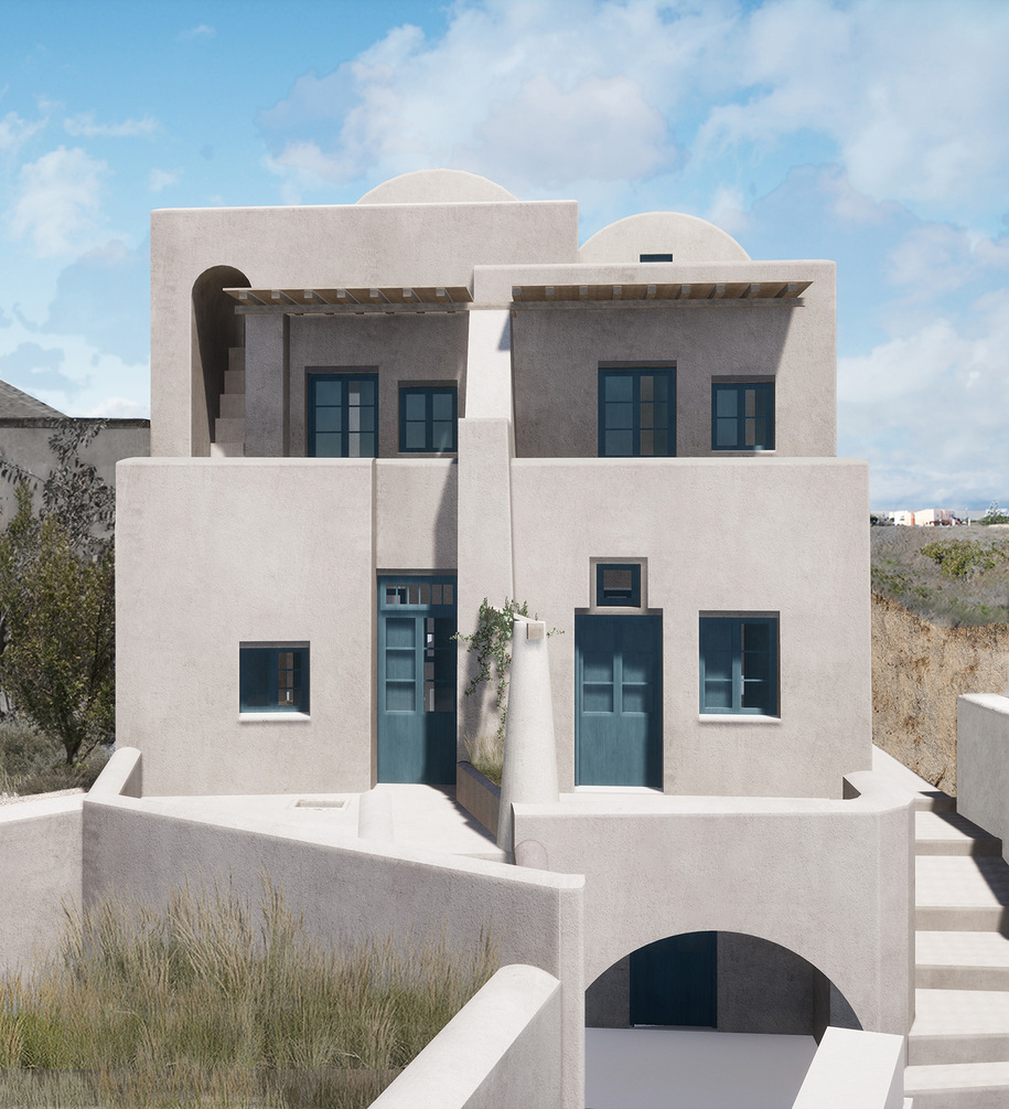 Archisearch Two semi-detached houses in Santorini | finalist in competition by V. Baskozos architects & Nikolas Baskozos