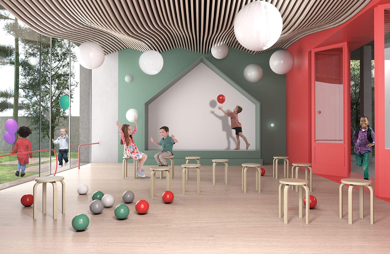 Archisearch Architectural competition entry about a kindergarten building in Attica, at area of Holargos – Papagou by MF Design team