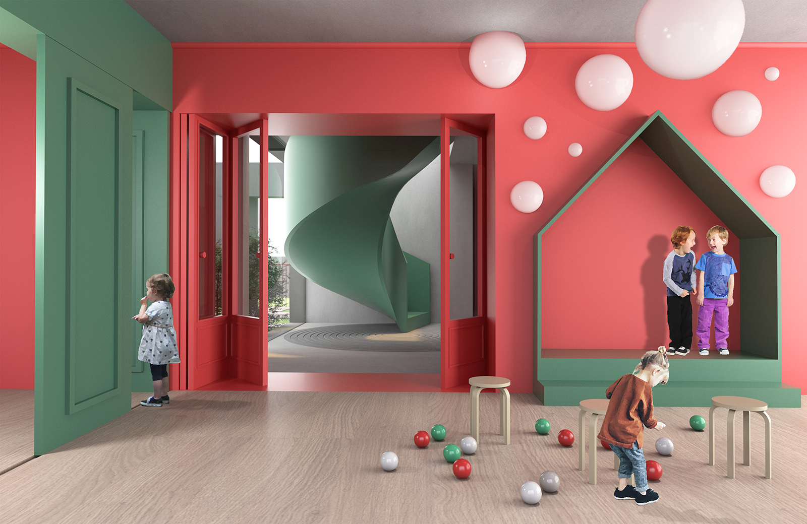 Archisearch Architectural competition entry about a kindergarten building in Attica, at area of Holargos – Papagou by MF Design team