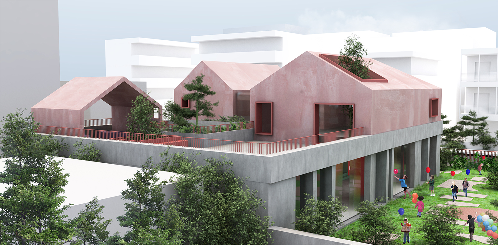 Archisearch Architectural competition entry about a kindergarten building in Attica, at area of Holargos – Papagou by MF Design team