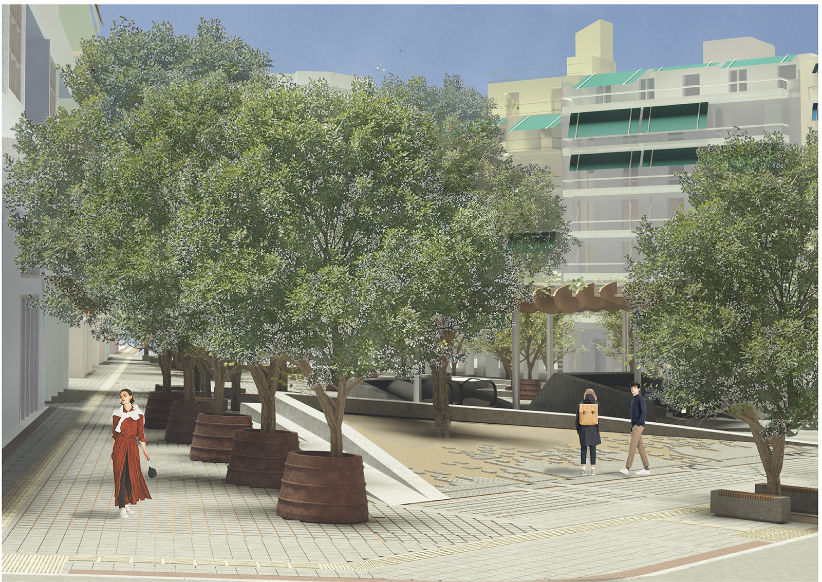 Archisearch Αρχιτεκτονικός Διαγωνισμός Ιδεών για την ανάπλαση του κοινόχρηστου χώρου και της ευρύτερης περιοχής του νέου σταθμού Μετρό Εξάρχεια | Έπαινος για την ομάδα των Ελένη Κουμπλή, Ματθαίο Παπαβασιλείου, Διονύσιο Μαυροτά, Σωτήριο Λιάρο